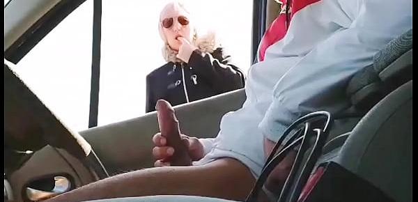 I jerked my cock in a way, this young lady drops her boyfriend to watch